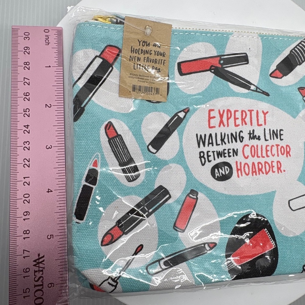 Emily McDowell Cosmetic Bag Makeup Pouch Expertly Walking Collector Hoarder - Picture 3 of 8